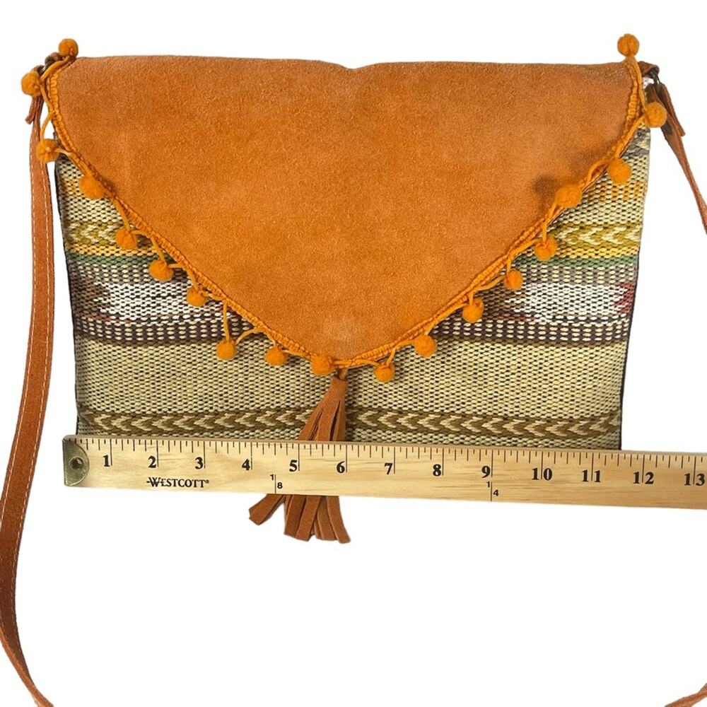 Bay Sky Boho Aztec Southwestern Woven Envelope Style Crossbody Bag Suede Purse - Picture 5 of 7